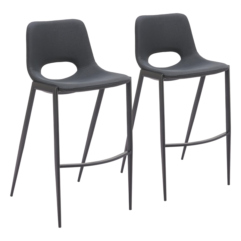 Pemberly Row Contemporary Stackable Black Armless Barstool Black