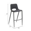 Pemberly Row Contemporary Stackable Black Armless Barstool Black