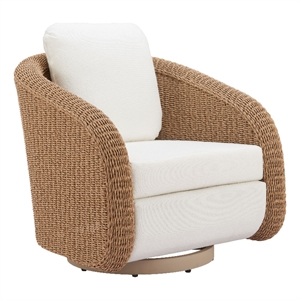 Pemberly Row Modern / Contemporary Aluminum Swivel Chair Ivory