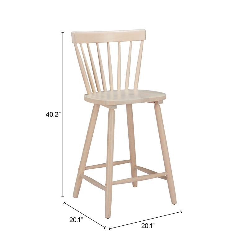 Pemberly Row Contemporary Solid Wood Counter Stool (Set of 2) Natural