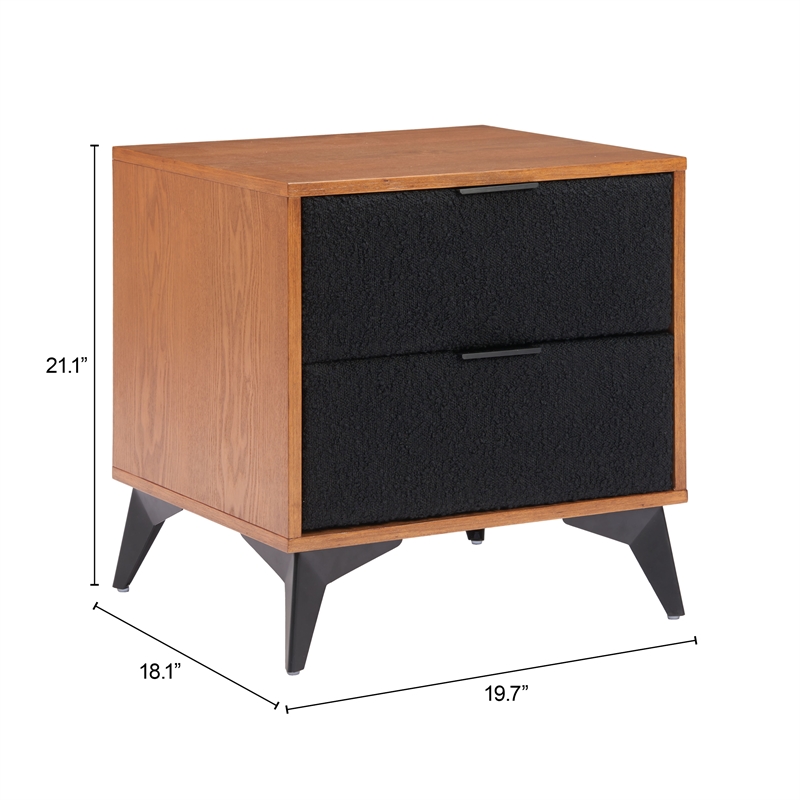 Pemberly Row Contemporary Engineered Wood Nightstand Black & Walnut