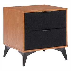 Pemberly Row Contemporary Engineered Wood Nightstand Black & Walnut