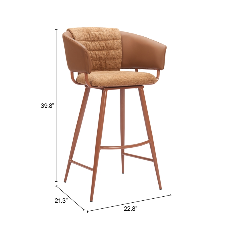 Pemberly Row Contemporary Engineered Wood Barstool (Set of 2) Brown