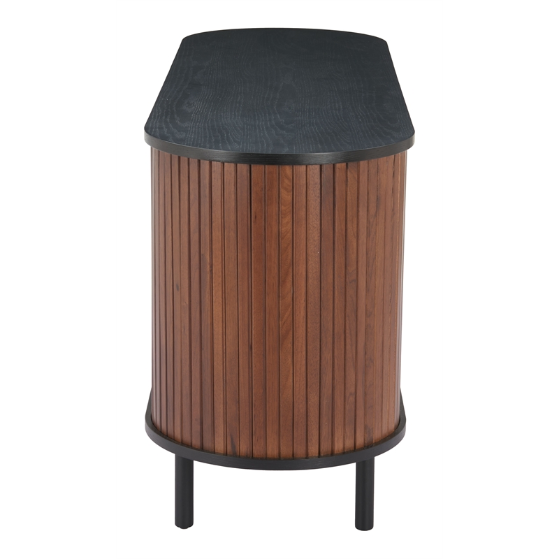 Pemberly Row Contemporary Engineered Wood Sideboard Black & Walnut