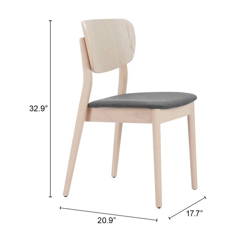 Pemberly Row Contemporary Dining Chair (Set of 2) Gray & Natural