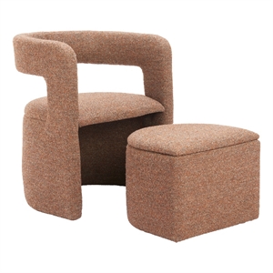 Pemberly Row Contemporary Accent Chair & Ottoman Tawny Brown
