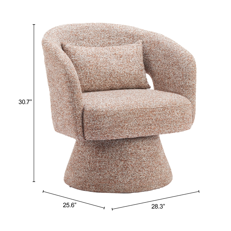 Pemberly Row Contemporary Engineered Wood Swivel Chair Frosty Brown