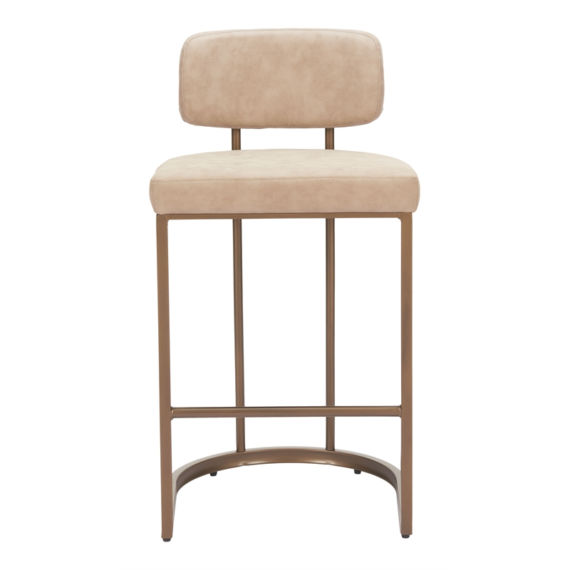 Pemberly Row Contemporary Engineered Wood Counter Stool (Set of 2) Beige