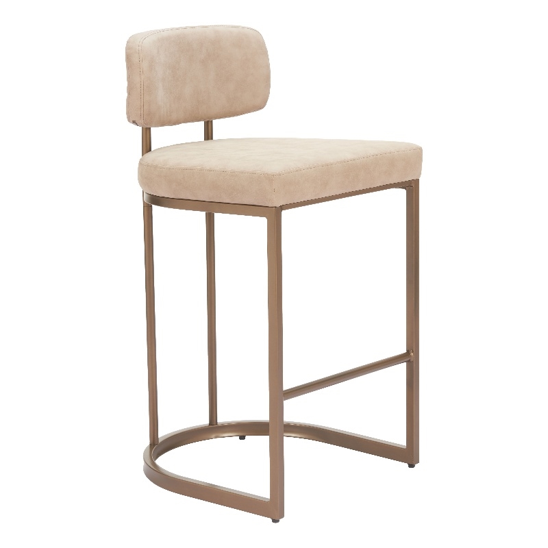 Pemberly Row Contemporary Engineered Wood Counter Stool (Set of 2) Beige