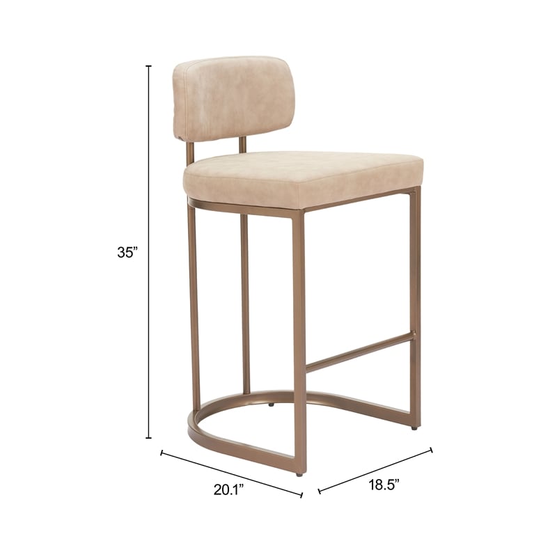 Pemberly Row Contemporary Engineered Wood Counter Stool (Set of 2) Beige