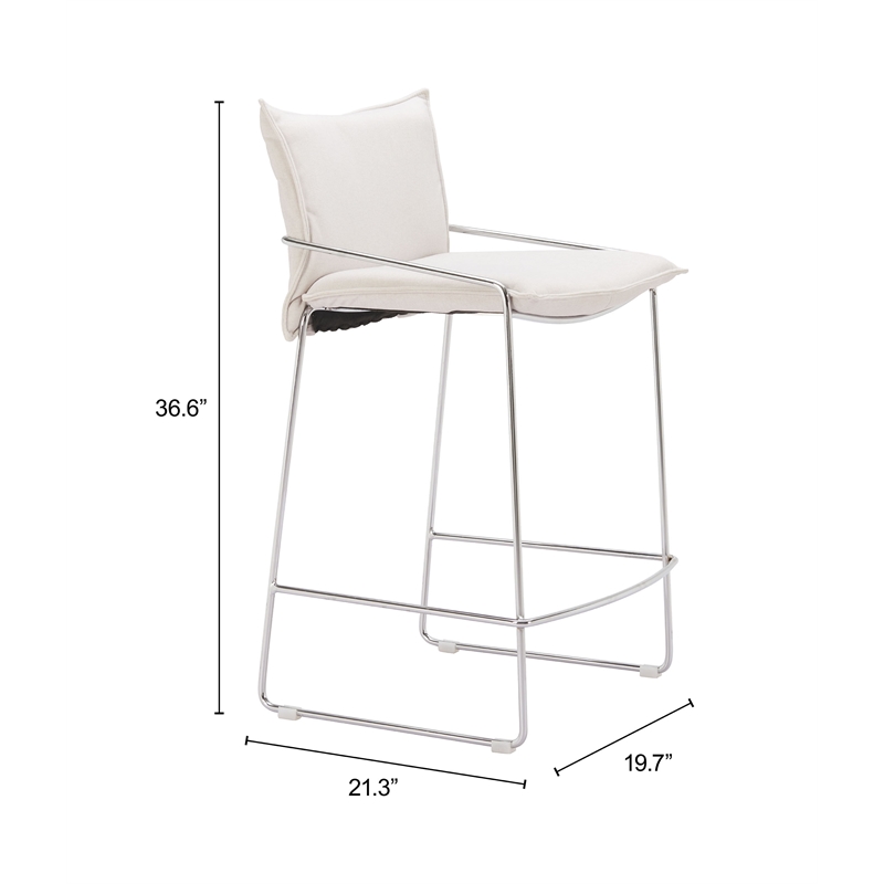 Pemberly Row Contemporary Engineered Wood Counter Stool White