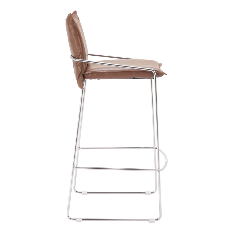 Pemberly Row Contemporary Engineered Wood Barstool Brown Indoor