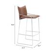 Pemberly Row Contemporary Engineered Wood Barstool Brown Indoor