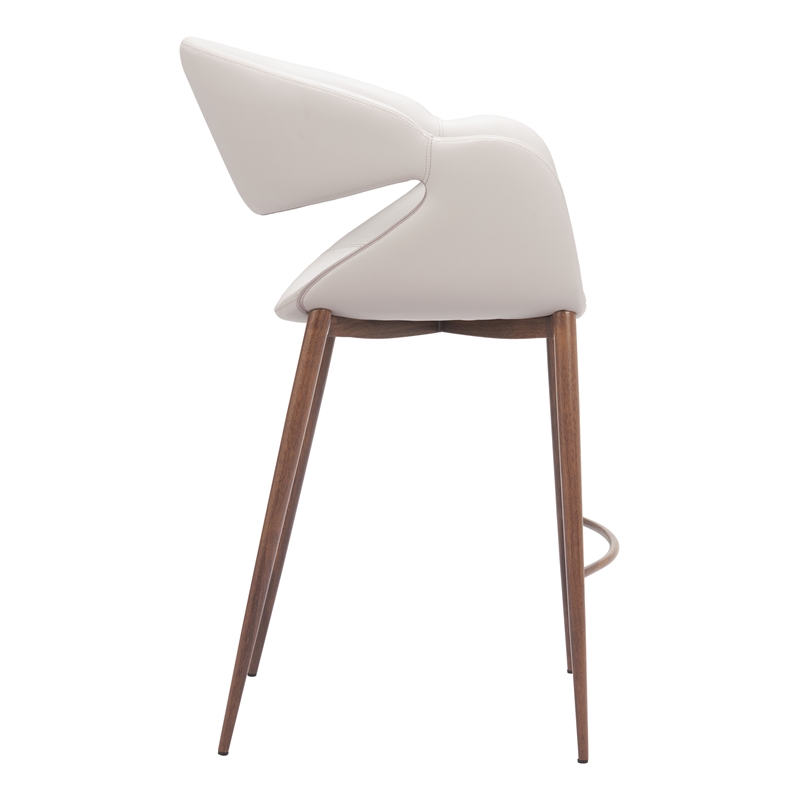 Pemberly Row Contemporary Engineered Wood Counter Stool Beige & Walnut