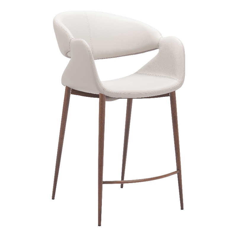 Pemberly Row Contemporary Engineered Wood Counter Stool Beige & Walnut