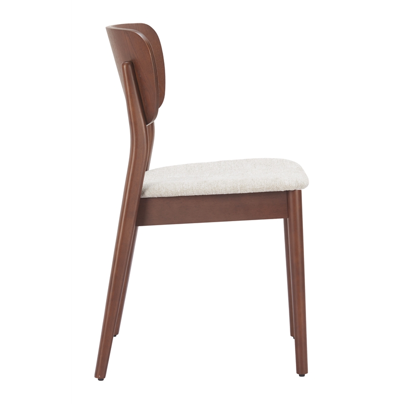 Pemberly Row Contemporary Dining Chair (Set of 2) Beige & Walnut