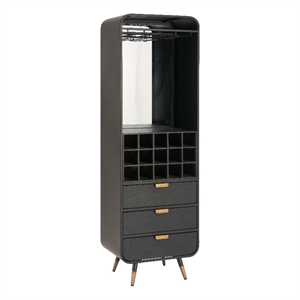 Pemberly Row Modern / Contemporary Wood Bar Cabinet Black Finish