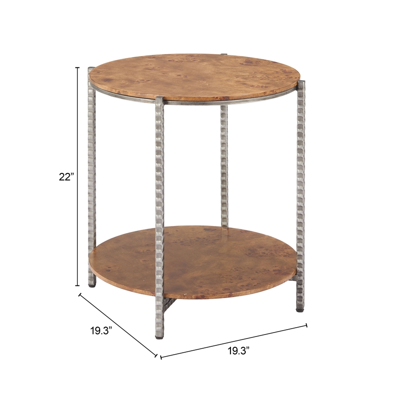 Pemberly Row Modern / Contemporary Metal Side Table Brown Finish