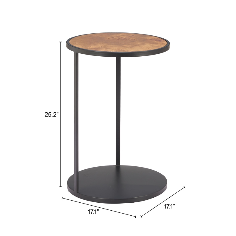 Pemberly Row Contemporary Metal Nodo Side Table Brown & Black