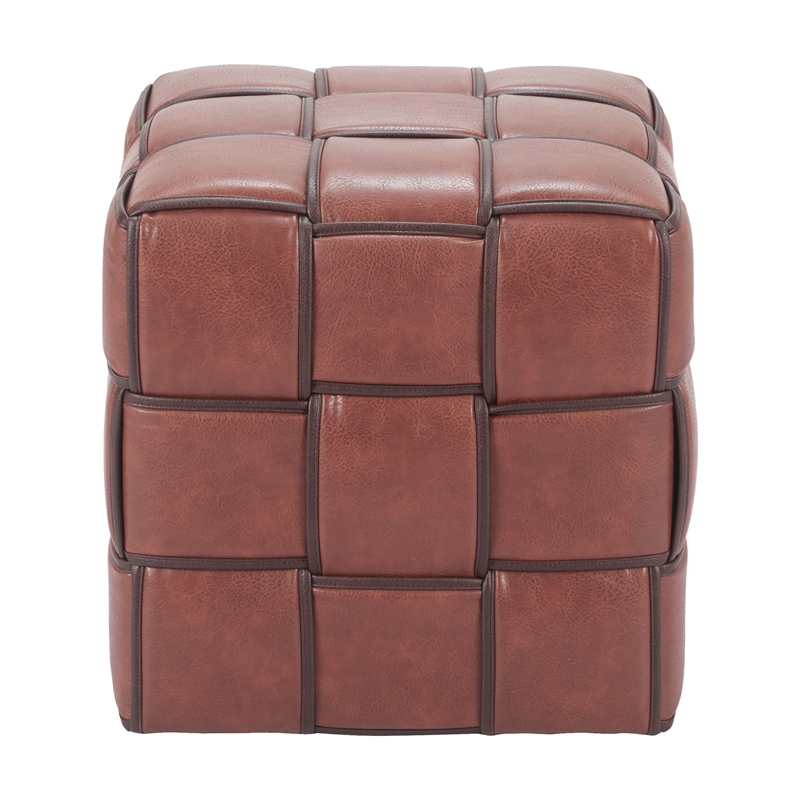 Pemberly Row Contemporary Engineered Wood Zare Ottoman Brown Indoor