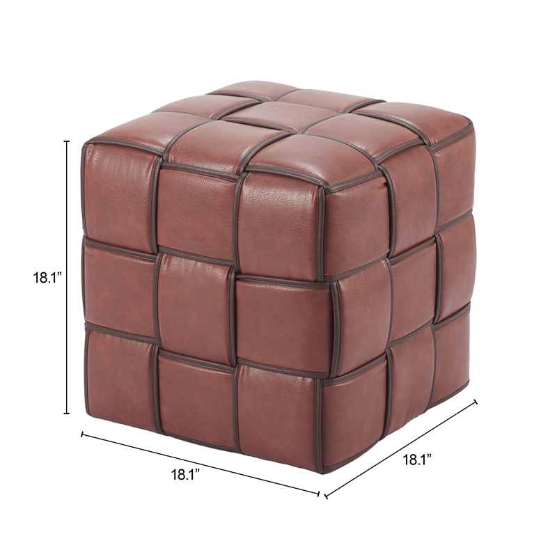 Pemberly Row Contemporary Engineered Wood Zare Ottoman Brown Indoor