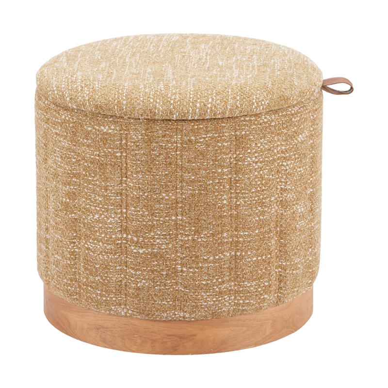 Pemberly Row Contemporary Engineered Wood Fije Storage Ottoman Oat Yellow