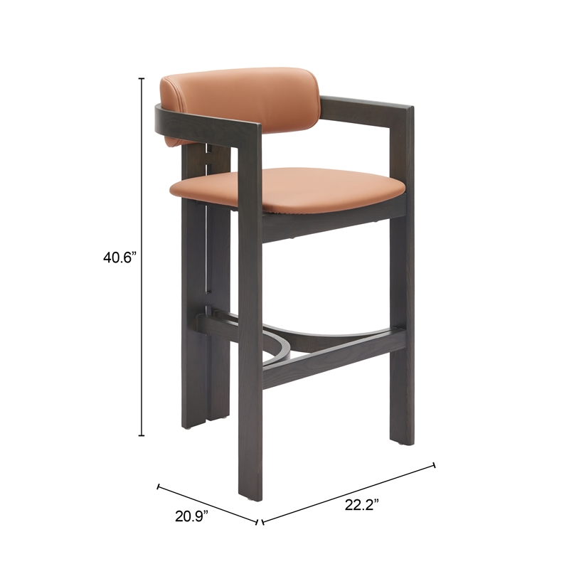 Pemberly Row Modern / Contemporary Wood Barstool Brown Finish