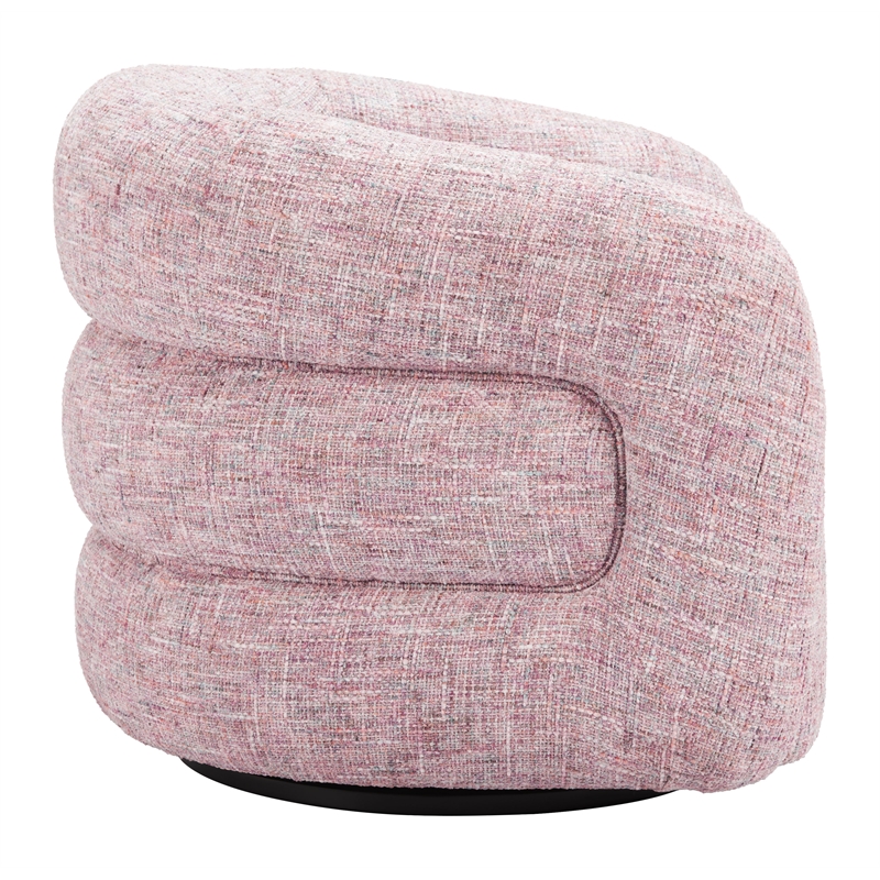 Pemberly Row Contemporary Engineered Wood Refine Swivel Chair Pink Tweed