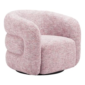Pemberly Row Contemporary Engineered Wood Refine Swivel Chair Pink Tweed