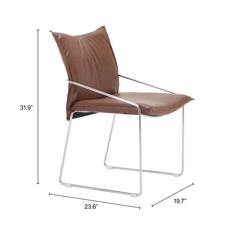 Pemberly Row Contemporary Engineered Wood Dining Chair (Set of 2) Brown