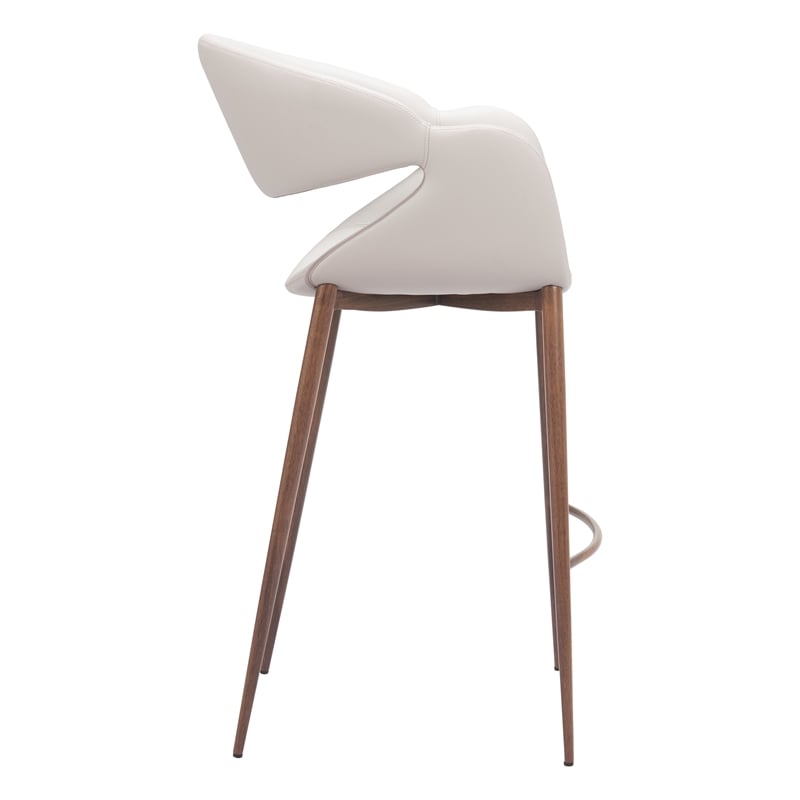 Pemberly Row Contemporary Engineered Wood Barstool Beige & Walnut