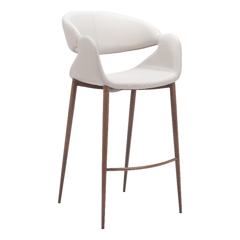 Pemberly Row Contemporary Engineered Wood Barstool Beige & Walnut