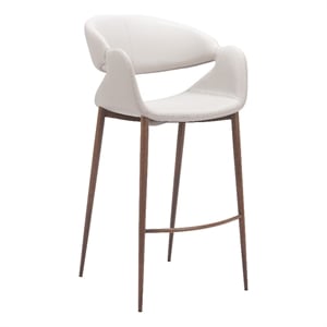 Pemberly Row Contemporary Engineered Wood Barstool Beige & Walnut