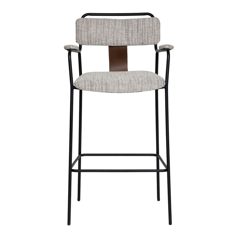 Pemberly Row Contemporary Metal Barstool (Set of 2) Gray Tweed