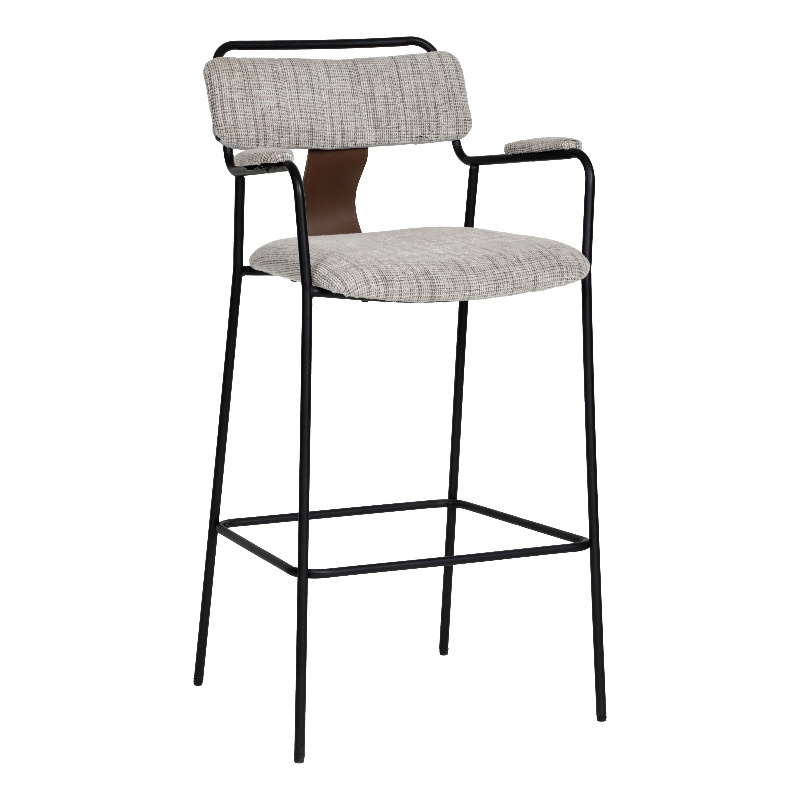 Pemberly Row Contemporary Metal Barstool (Set of 2) Gray Tweed