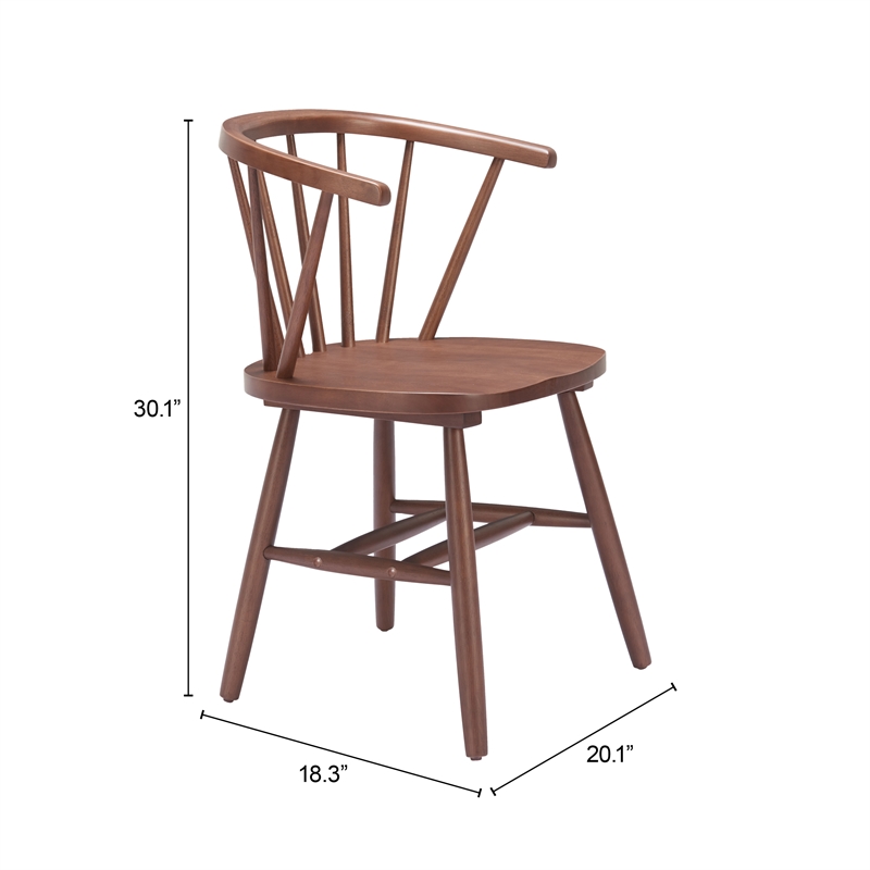 Pemberly Row Contemporary Solid Wood Dining Chair (Set of 2) Walnut