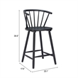 Pemberly Row Contemporary Solid Wood Counter Stool (Set of 2) Black
