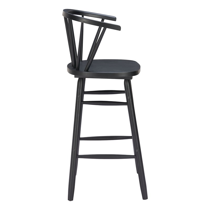 Pemberly Row Contemporary Solid Wood Barstool (Set of 2) Black