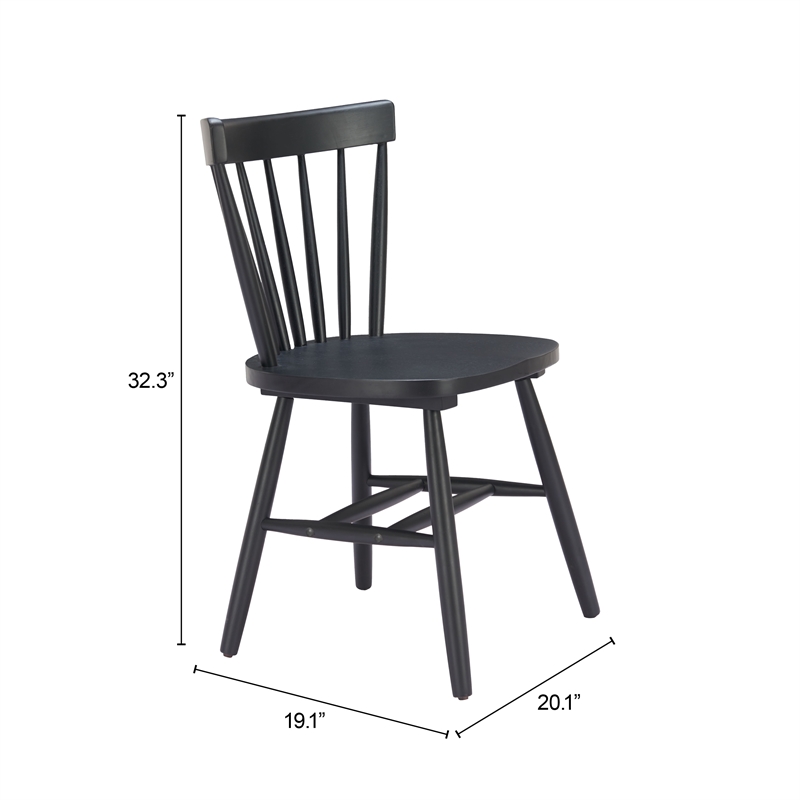 Pemberly Row Contemporary Solid Wood Dining Chair (Set of 2) Black