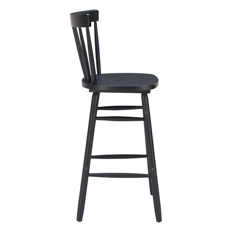 Pemberly Row Contemporary Solid Wood Barstool (Set of 2) Black