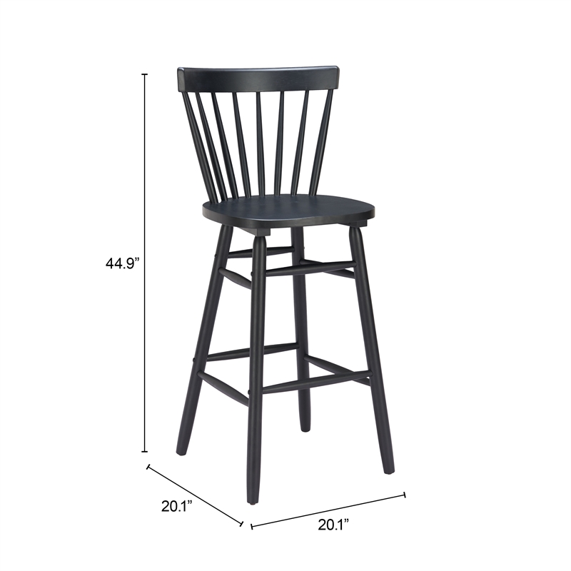 Pemberly Row Contemporary Solid Wood Barstool (Set of 2) Black
