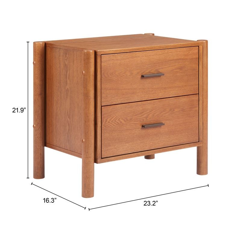 Pemberly Row Modern / Contemporary Solid Wood Nightstand Walnut