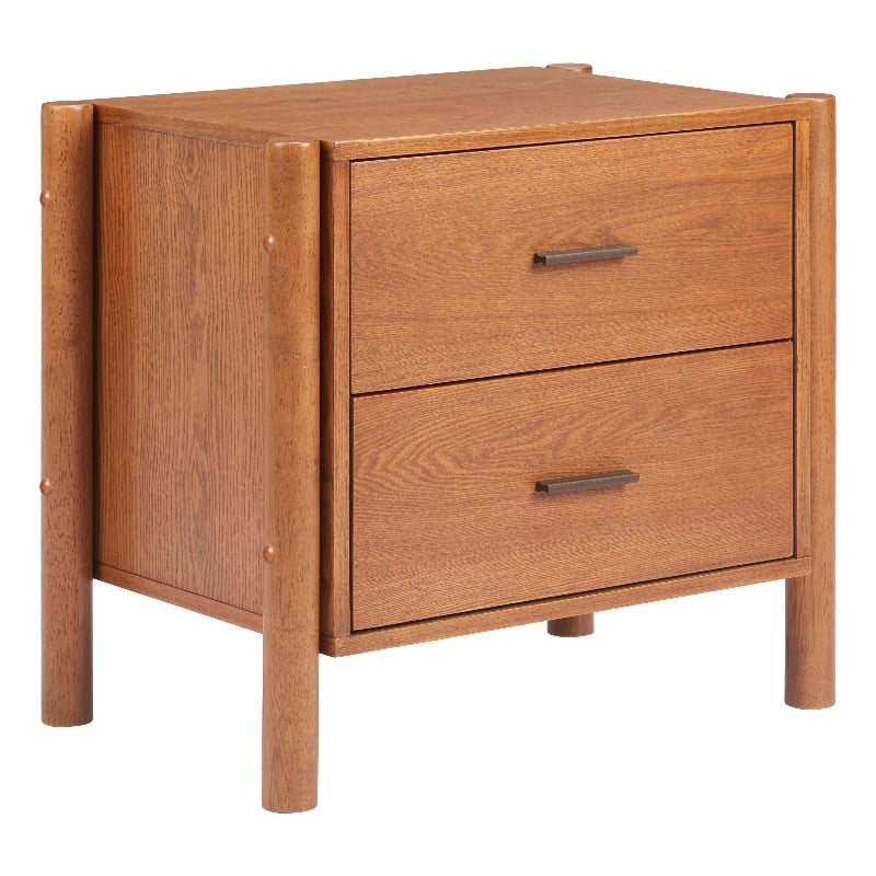 Pemberly Row Modern / Contemporary Solid Wood Nightstand Walnut