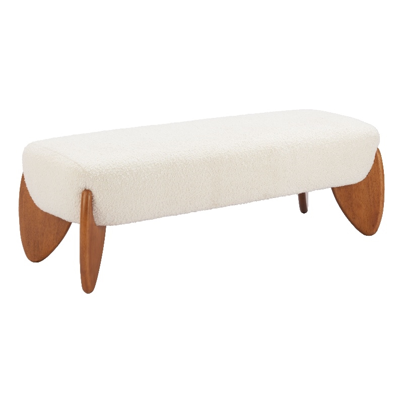 Pemberly Row Modern / Contemporary Solid Wood Bench Ivory Indoor