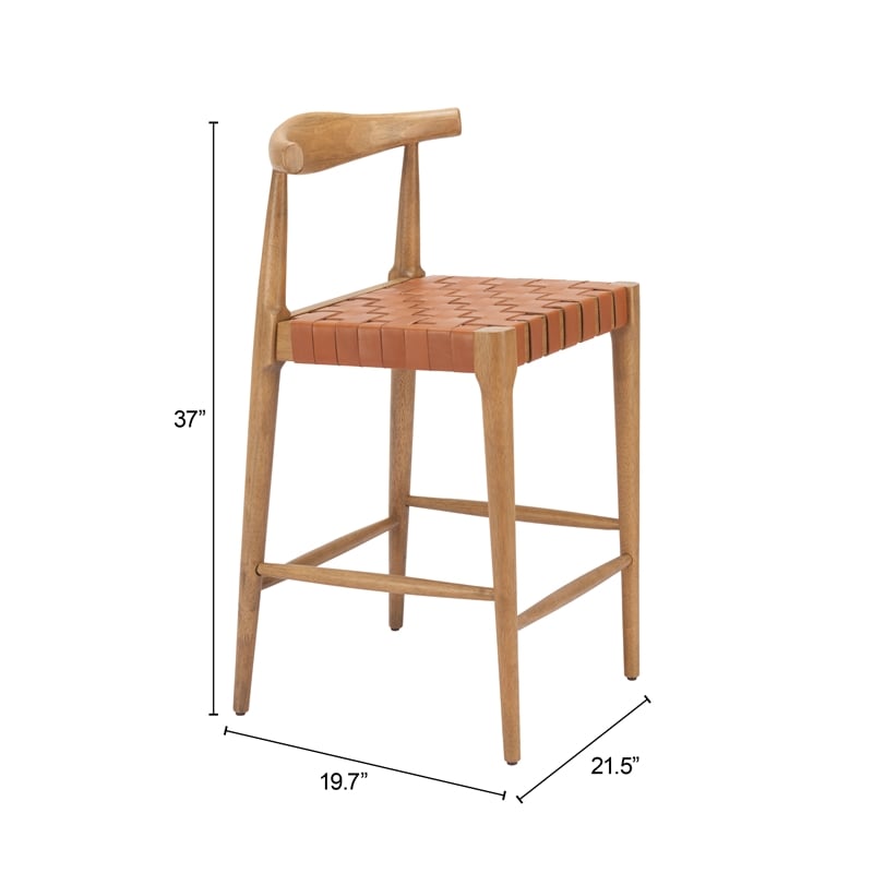 Pemberly Row Contemporary Solid Wood Counter Stool (Set of 2) Tan