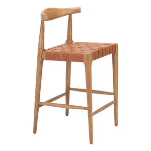 Pemberly Row Contemporary Solid Wood Counter Stool (Set of 2) Tan