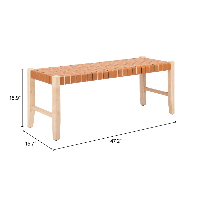 Pemberly Row Modern / Contemporary Solid Wood Bench Tan Indoor