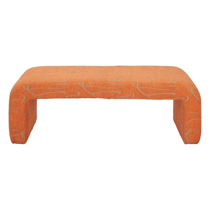 Pemberly Row Modern / Contemporary Solid Wood Bench Abstract Orange