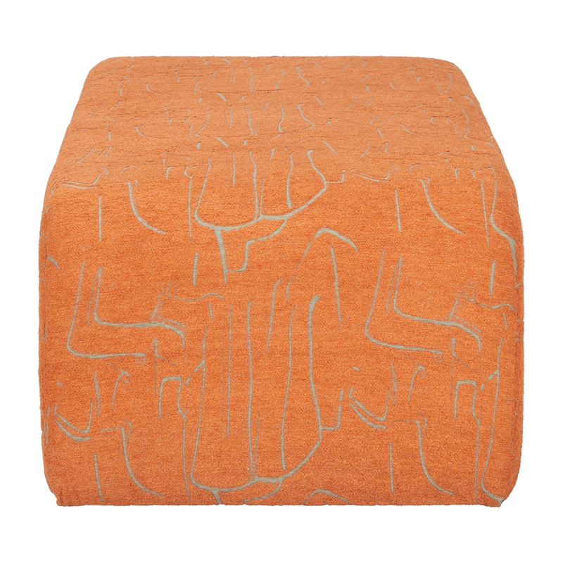 Pemberly Row Modern / Contemporary Solid Wood Bench Abstract Orange