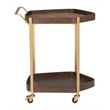Pemberly Row Modern / Contemporary Metal Bar Cart Walnut Finish